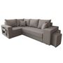Voir la diapositive 4 : BEST MOBILIER Libbie - canapé d'angle gauche 4 places convertible avec coffre, étagère et poufs en tissu