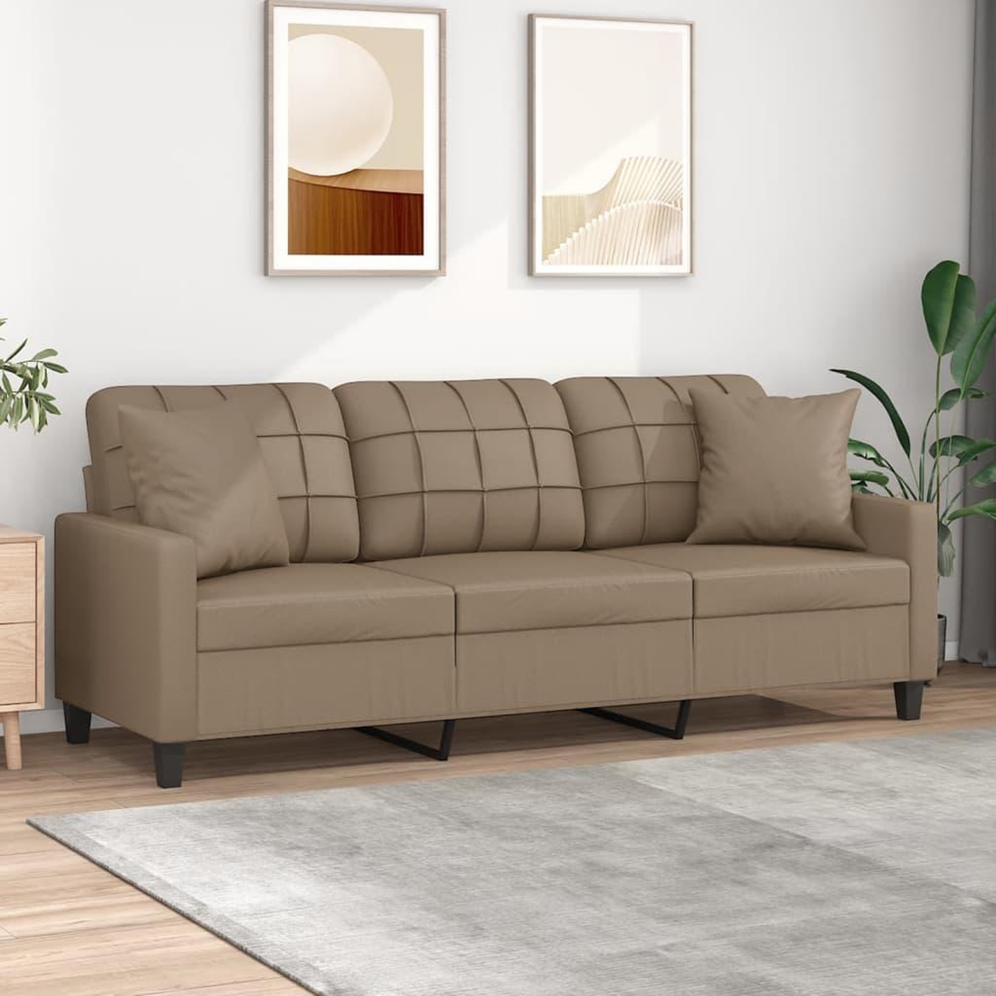 VIDAXL Canape 3 places avec oreillers cappuccino 180 cm similicuir