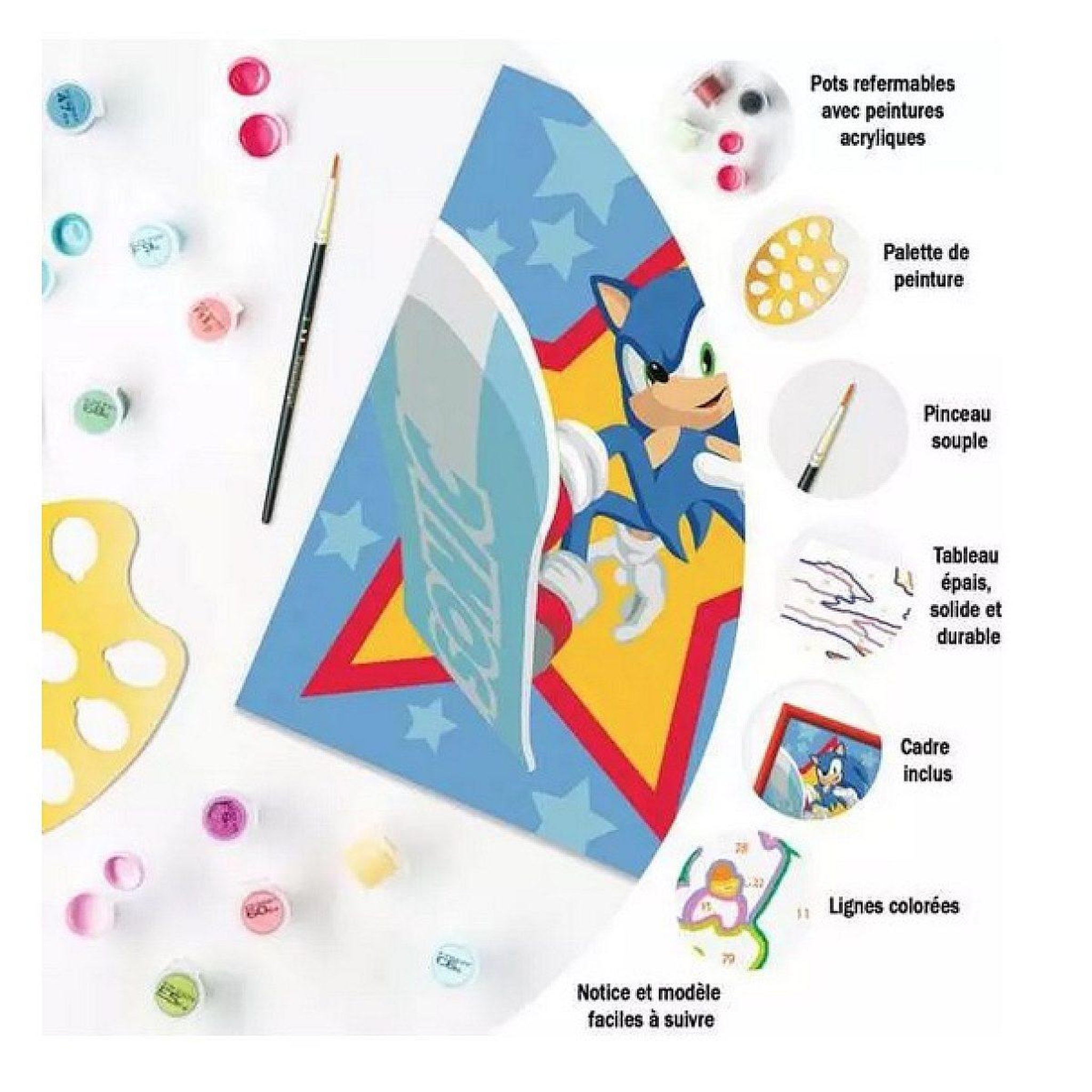 Voir la diapositive 3 : RAVENSBURGER Ravensburger – creart kids 18x24cm – numéro d'art – sonic – kit de peinture par numéros – des 7 ans – 12023230