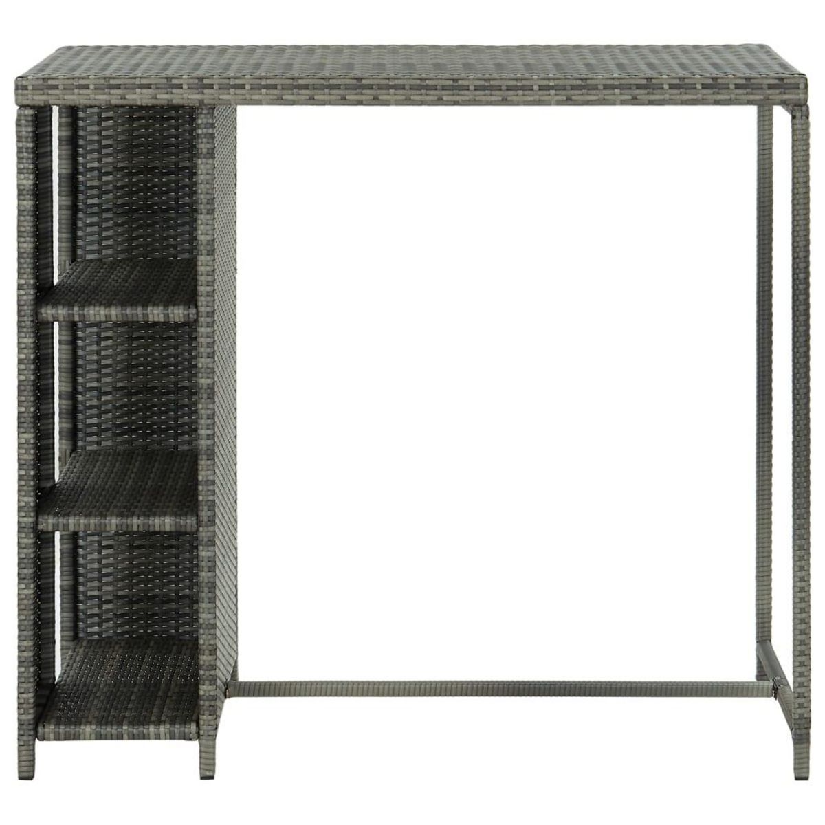 VIDAXL Table de bar avec rangement Gris 120x60x110 cm Resine tressee
