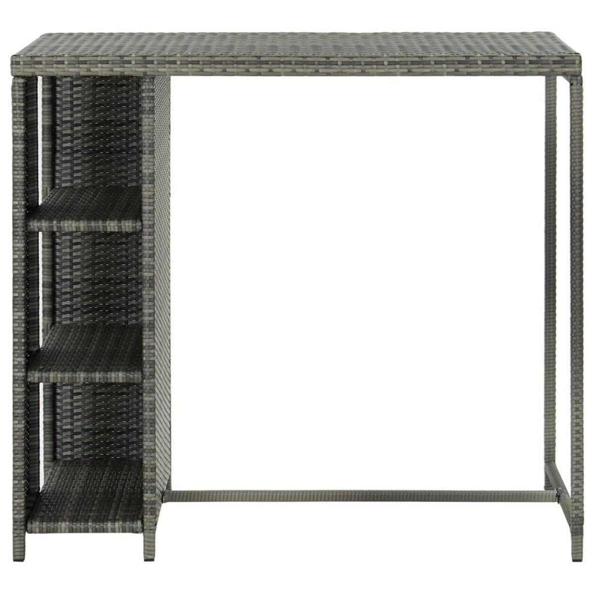 VIDAXL Table de bar avec rangement Gris 120x60x110 cm Resine tressee