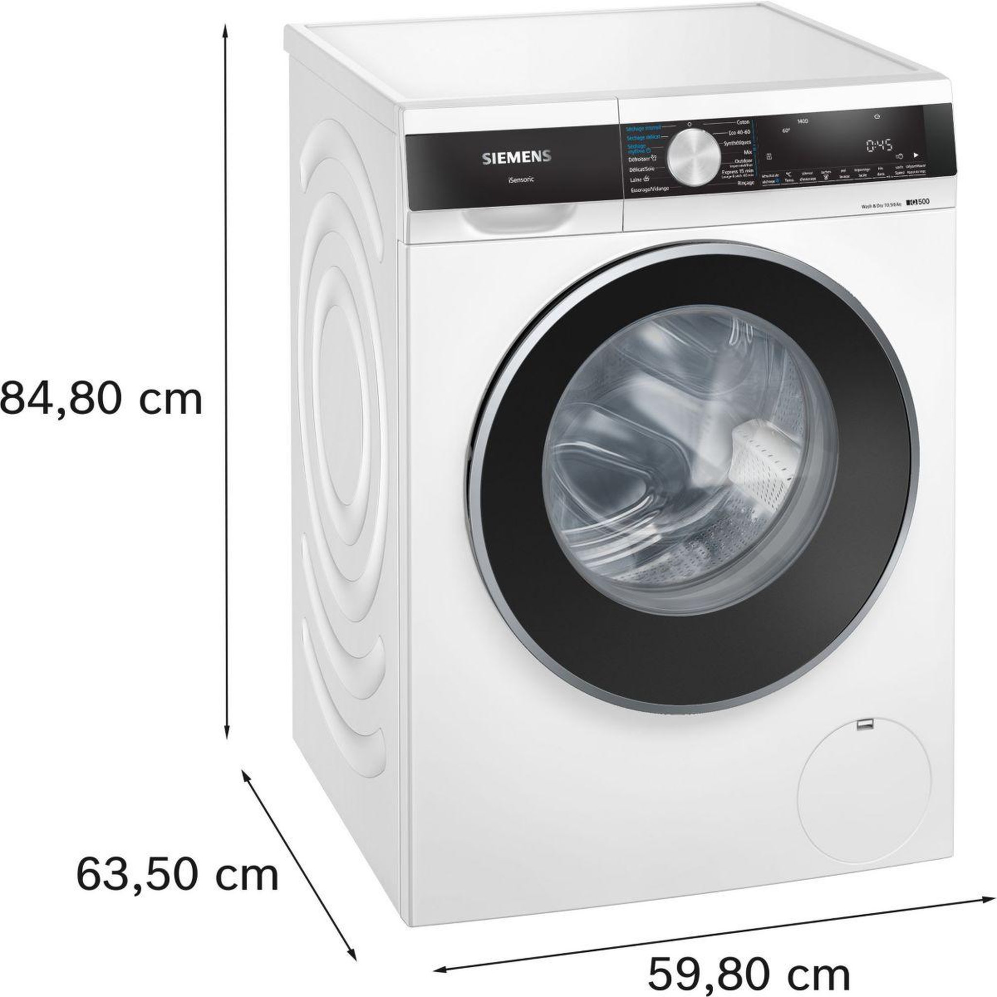Voir la diapositive 5 : Siemens Lave linge séchant hublot WN54G200FR - 10,5/6 kg - 1400 tr/min - Classe D - Moteur induction - iQ500