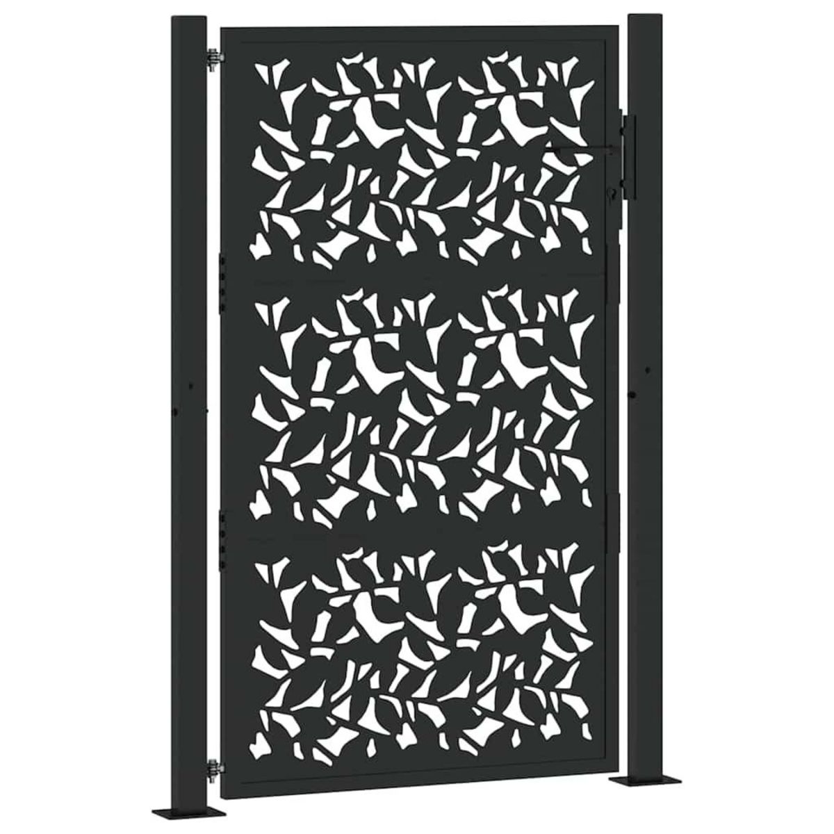 VIDAXL Portail de jardin noir 105x155 cm acier conception de feuilles