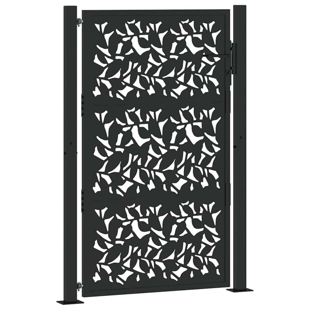 VIDAXL Portail de jardin noir 105x155 cm acier conception de feuilles