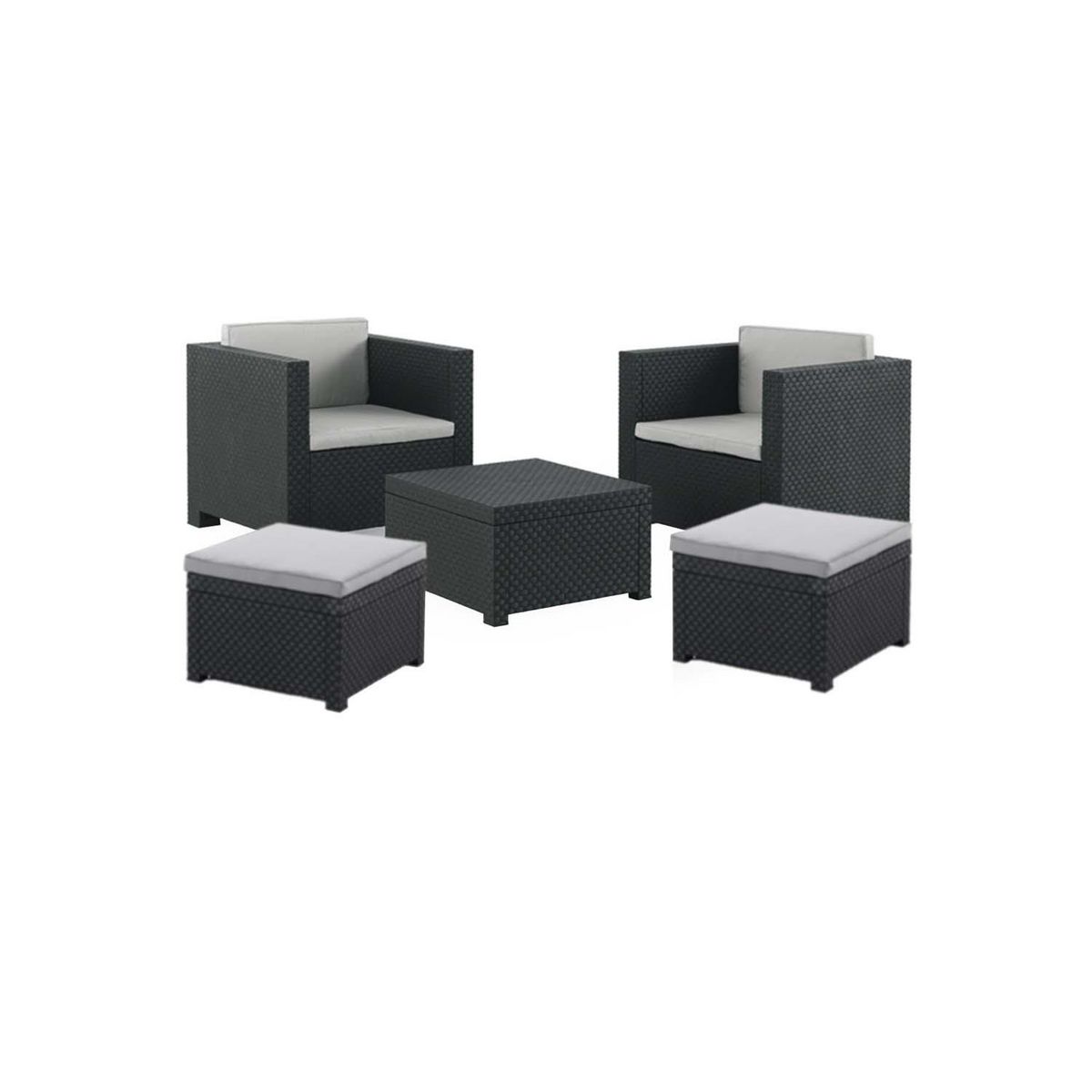 CONCEPT USINE Salon de jardin 2+2 places résine tressée ANKARA