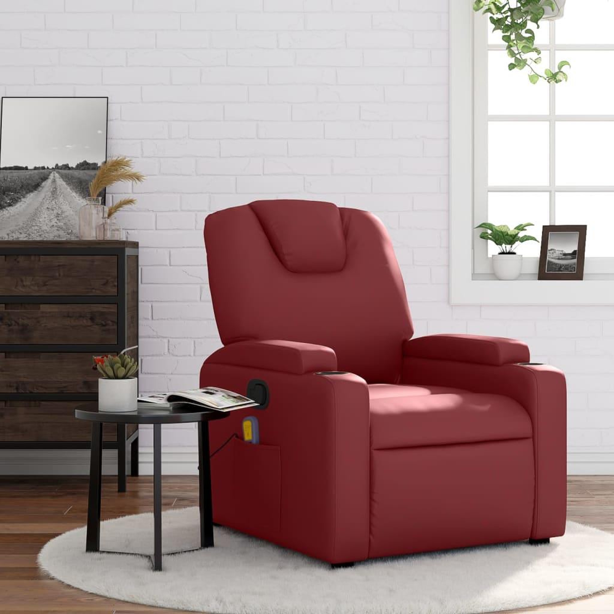VIDAXL Fauteuil de massage inclinable Rouge bordeaux Similicuir