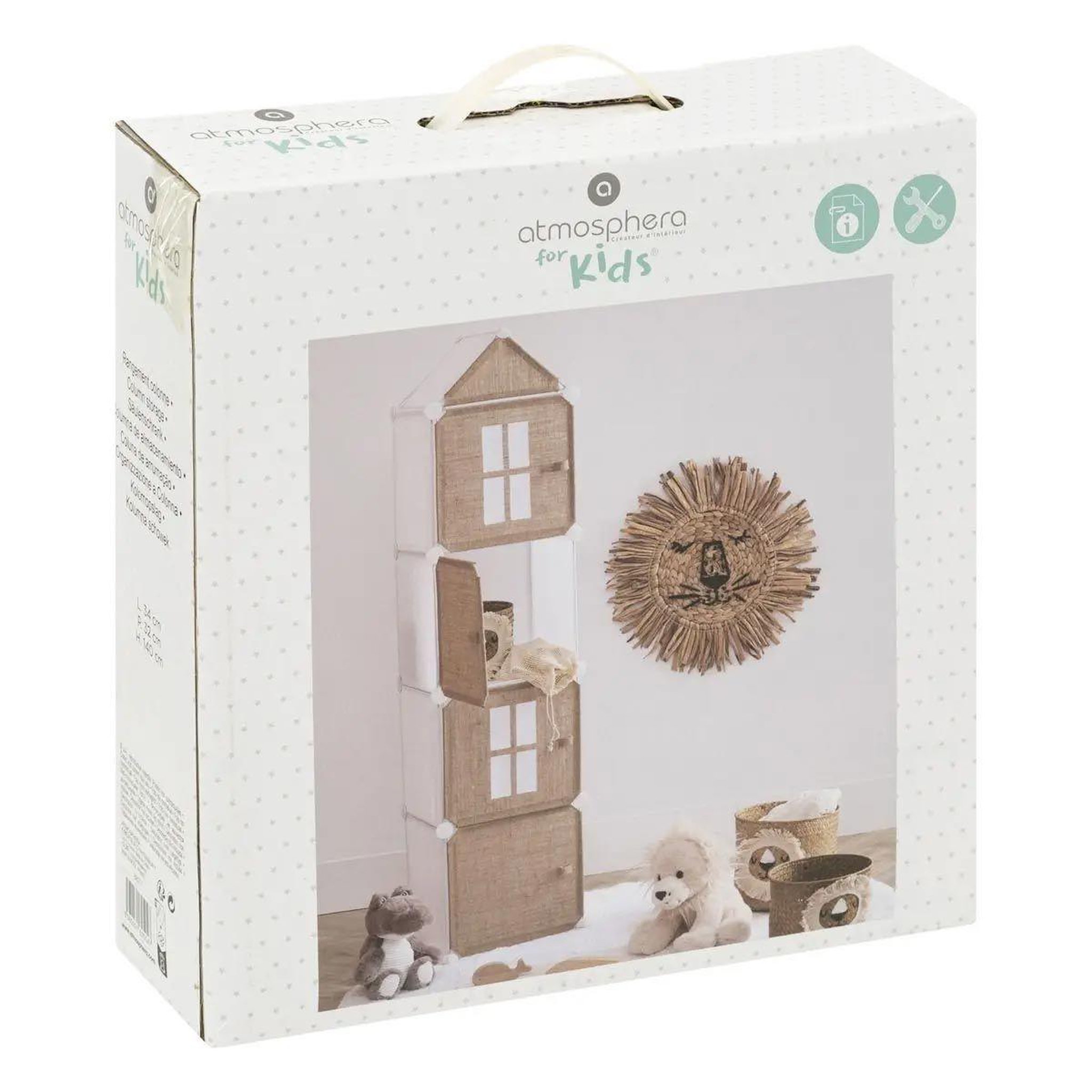 Voir la diapositive 5 : Atmosphera Kids Rangement enfant  colonne jute  140cm beige