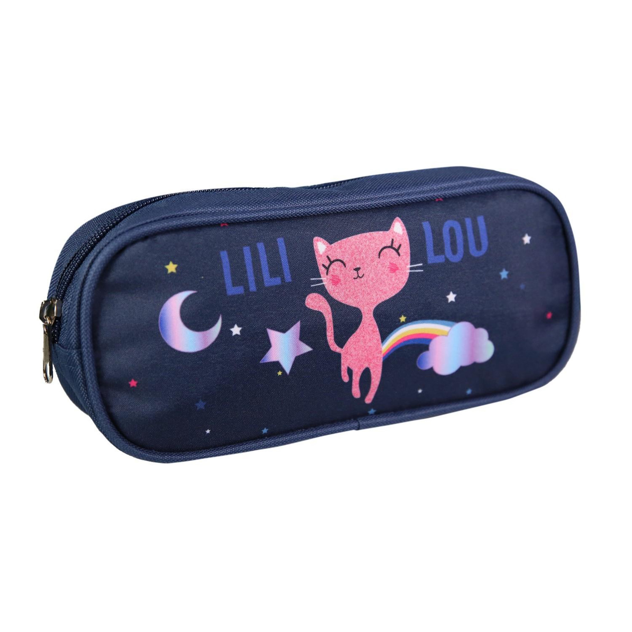 Voir la diapositive 2 : Bagtrotter BAGTROTTER Trousse scolaire rectangulaire Lili Lou Bleu