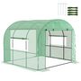 Voir la diapositive 5 : OUTSUNNY Serre tunnel 6 m² 2 portes zippées 2 fenêtres maillées acier PE haute densité 135 g/m² vert