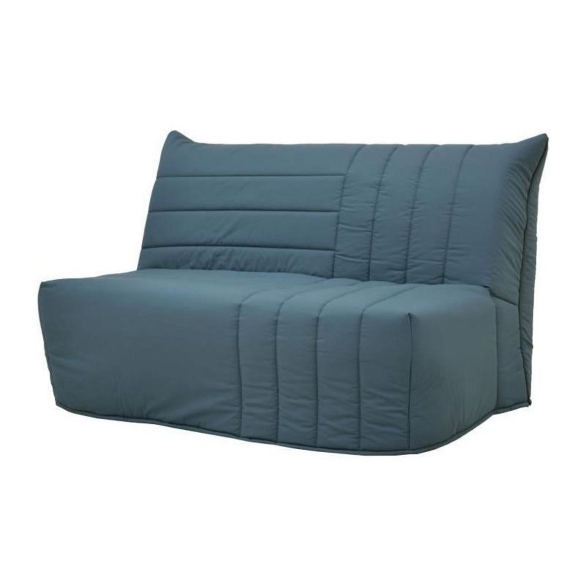GRUHIER Banquette BZ 2 places BECCI - Tissu bleu de prusse - Matelas Bultex - L142 x P101 x H95cm - Fabrication française - GRUHIER