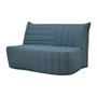 Voir la diapositive 3 : GRUHIER Banquette BZ 2 places BECCI - Tissu bleu de prusse - Matelas Bultex - L142 x P101 x H95cm - Fabrication française - GRUHIER