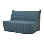Voir la diapositive 3 : GRUHIER Banquette BZ 2 places BECCI - Tissu bleu de prusse - Matelas Bultex - L142 x P101 x H95cm - Fabrication française - GRUHIER
