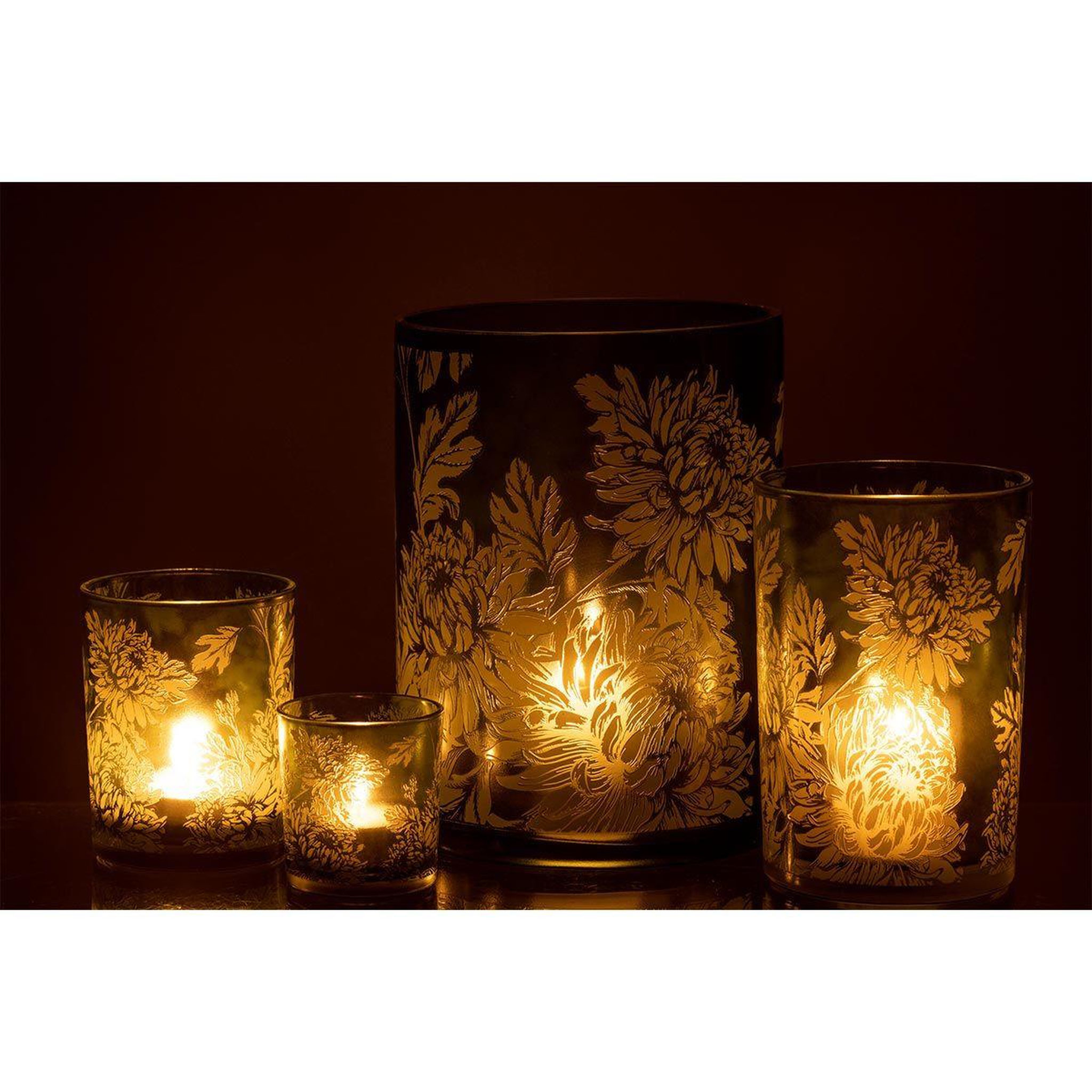 Voir la diapositive 6 : J-LINE Photophore design en verre  flora  18cm vert