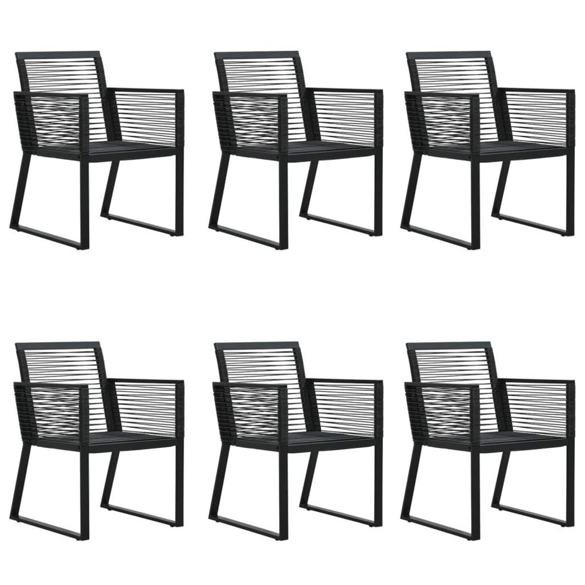 VIDAXL Ensemble a manger de jardin 7 pcs Noir Rotin PVC