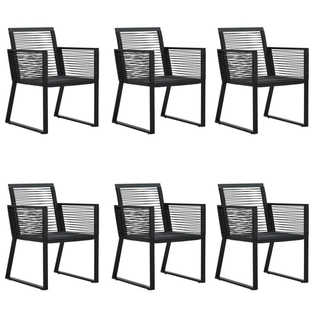 VIDAXL Ensemble a manger de jardin 7 pcs Noir Rotin PVC