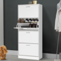 Voir la diapositive 2 : ID MARKET Meuble à chaussures 24 paires KLARK 4 portes blanc