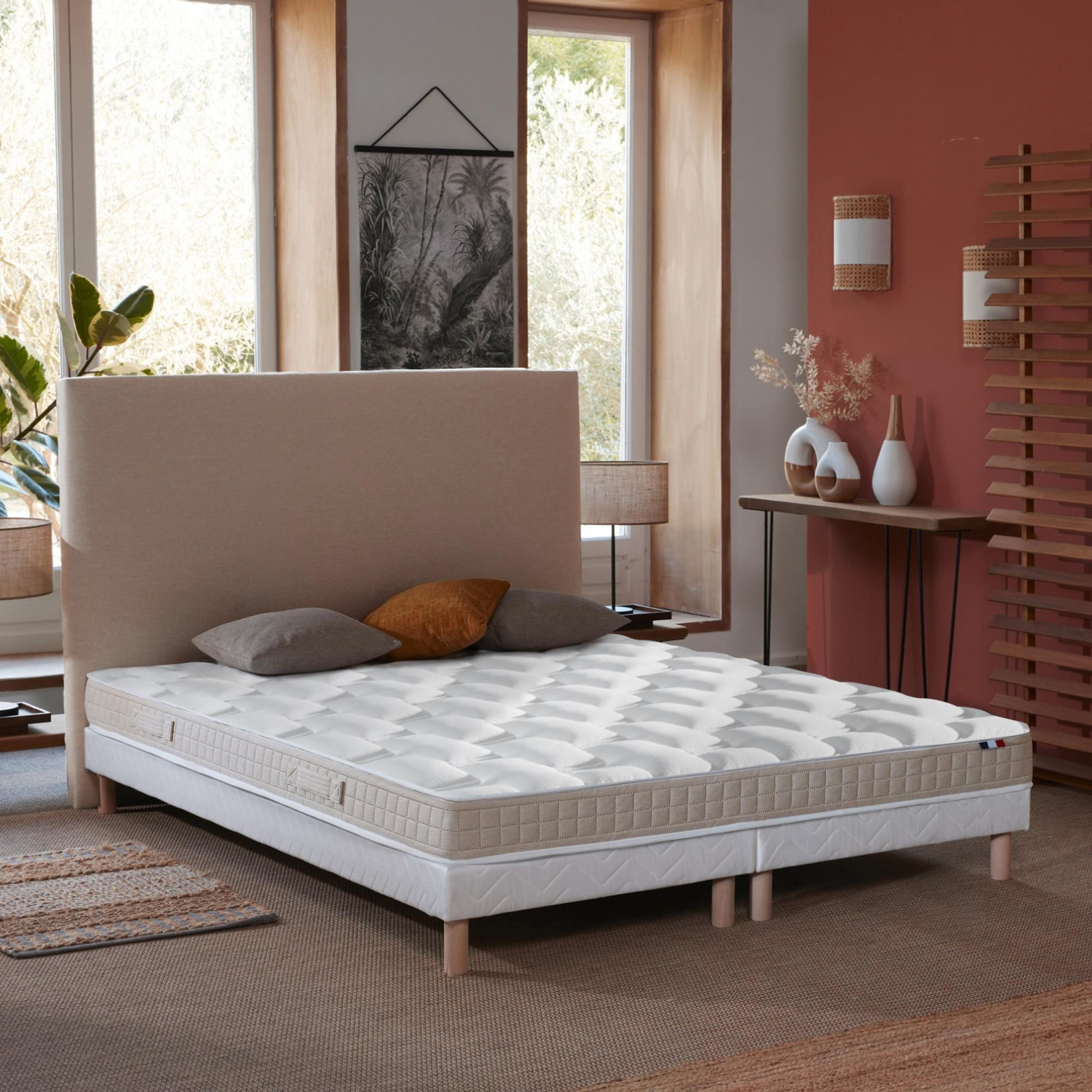 Voir la diapositive 2 : IDLITERIE Ensemble Matelas 100% latex 5 zones ORIGINEL + Sommier - Spécial Dos Sensible - Fabriqué en France