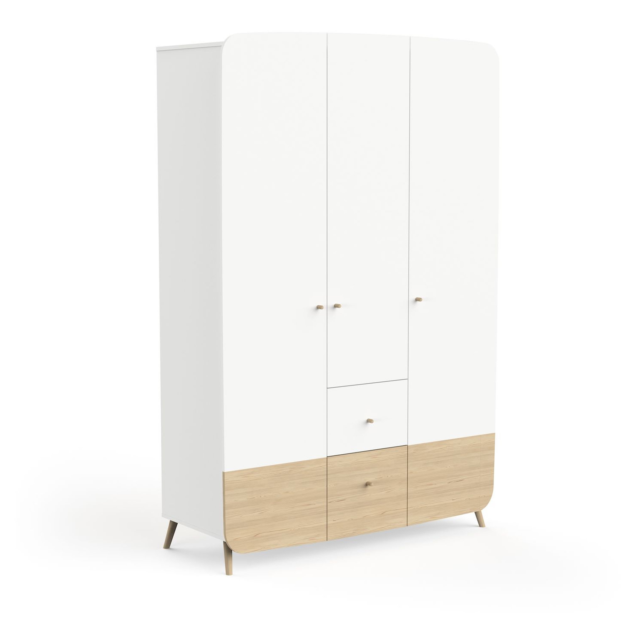 Voir la diapositive 4 : Armoire bébé enfant 3 portes 4 tiroirs blanc LINIA 