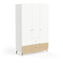 Voir la diapositive 4 : Armoire bébé enfant 3 portes 4 tiroirs blanc LINIA 