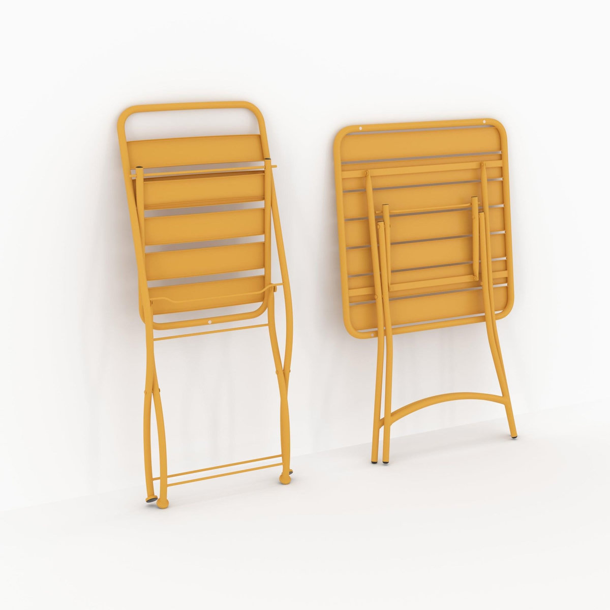 Rendez vous déco Table et chaises de jardin pliantes 2 personnes en métal jaune-Yumi