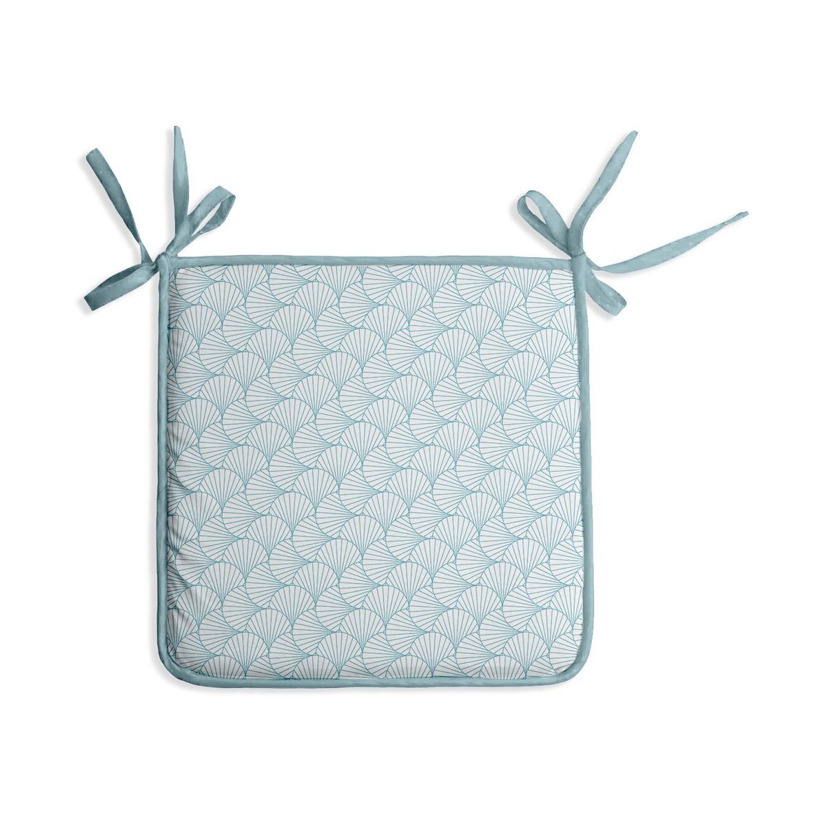 Galette de chaise carrée plate en coton à nouettes RIVIERA