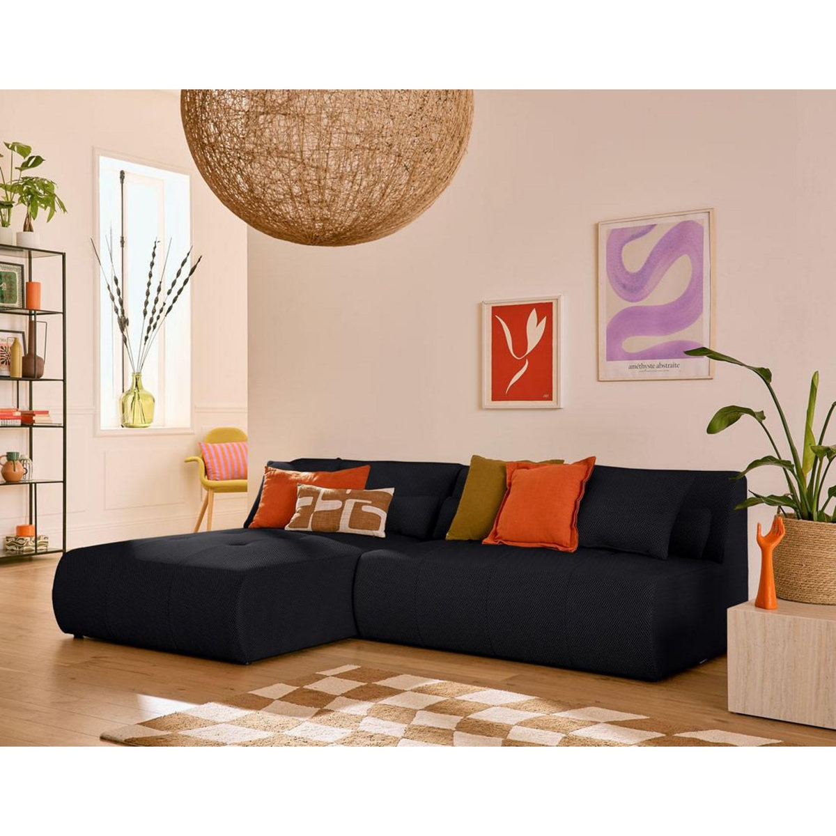 LISA DESIGN Onyx - canapé modulable d'angle réversible 4 places - en tissu mailles 3d