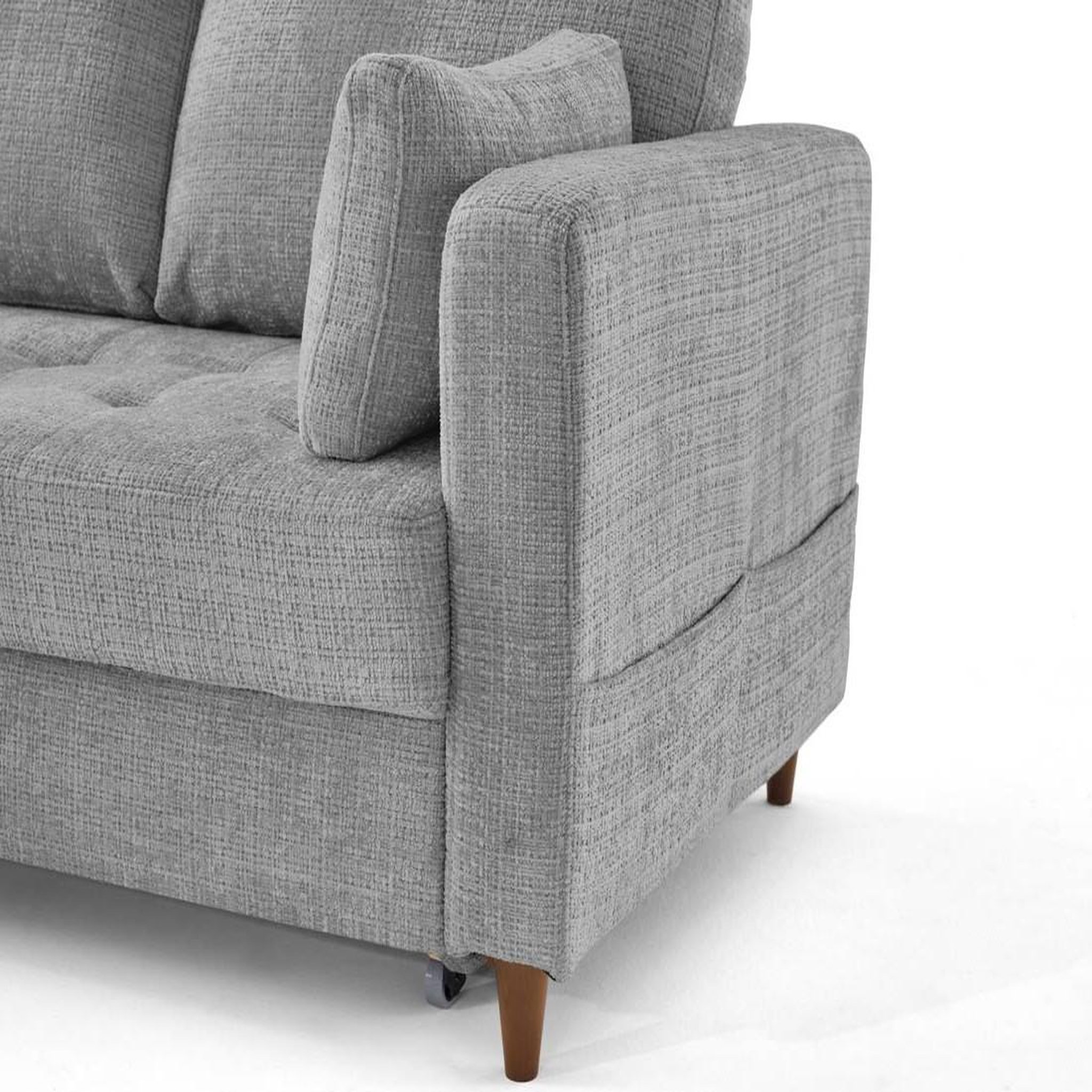 Voir la diapositive 6 : BEST MOBILIER Anna - canapé d'angle gauche 5 places convertible en velours texturé