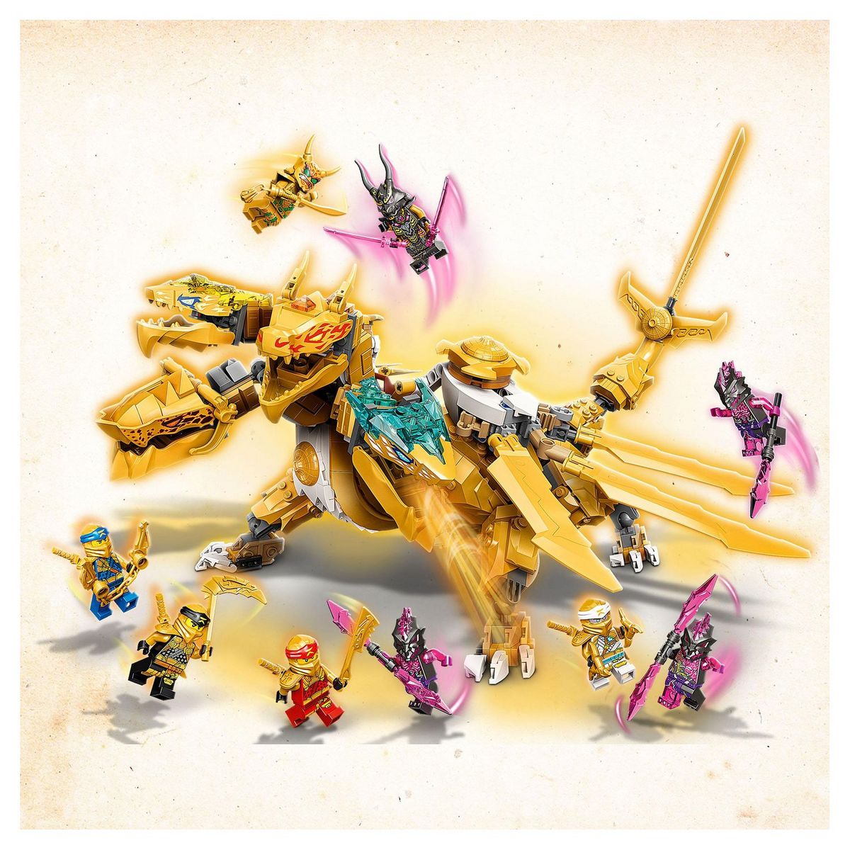 LEGO NINJAGO 71774 L&rsquo;Ultra Dragon d&rsquo;Or de Lloyd, Jouet avec Figurines Kai et Zane 