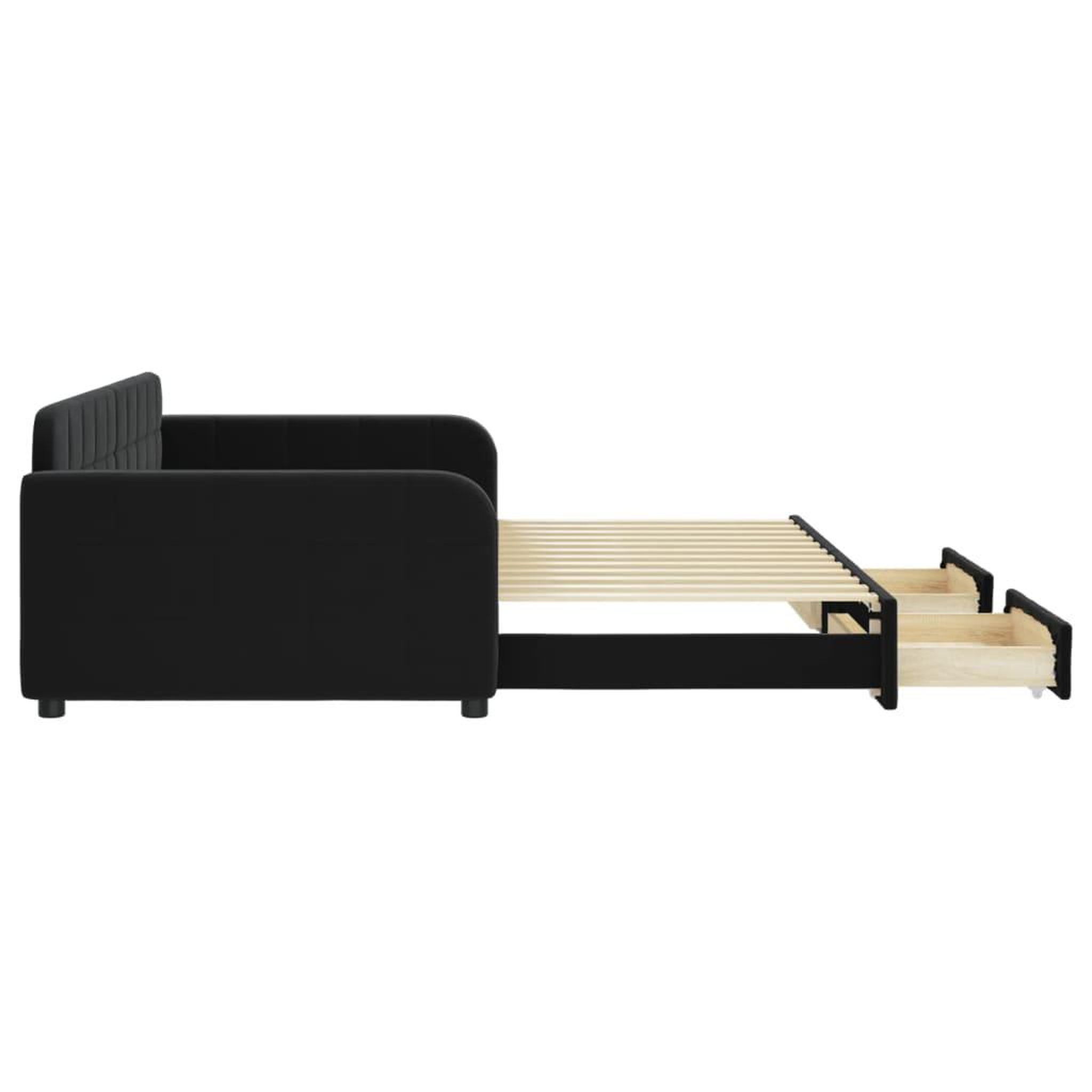 Voir la diapositive 4 : VIDAXL Lit de jour avec gigogne et tiroirs sans matelas noir 100x200cm
