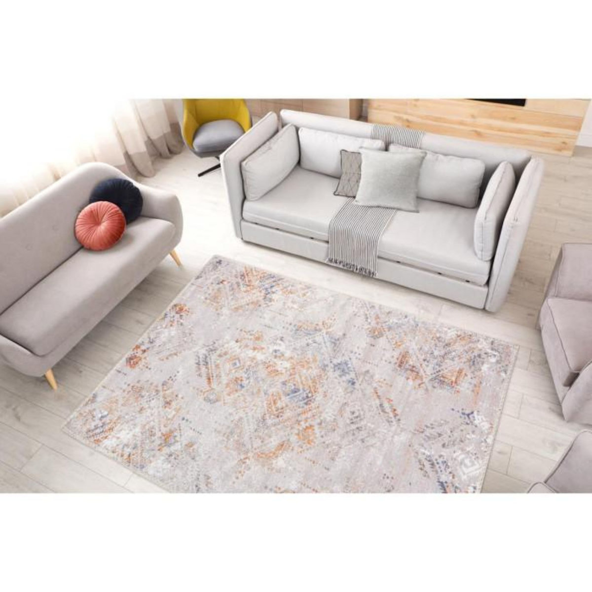 Paris Prix Tapis Tissé Imprimé Vintage  Prayer  Crème