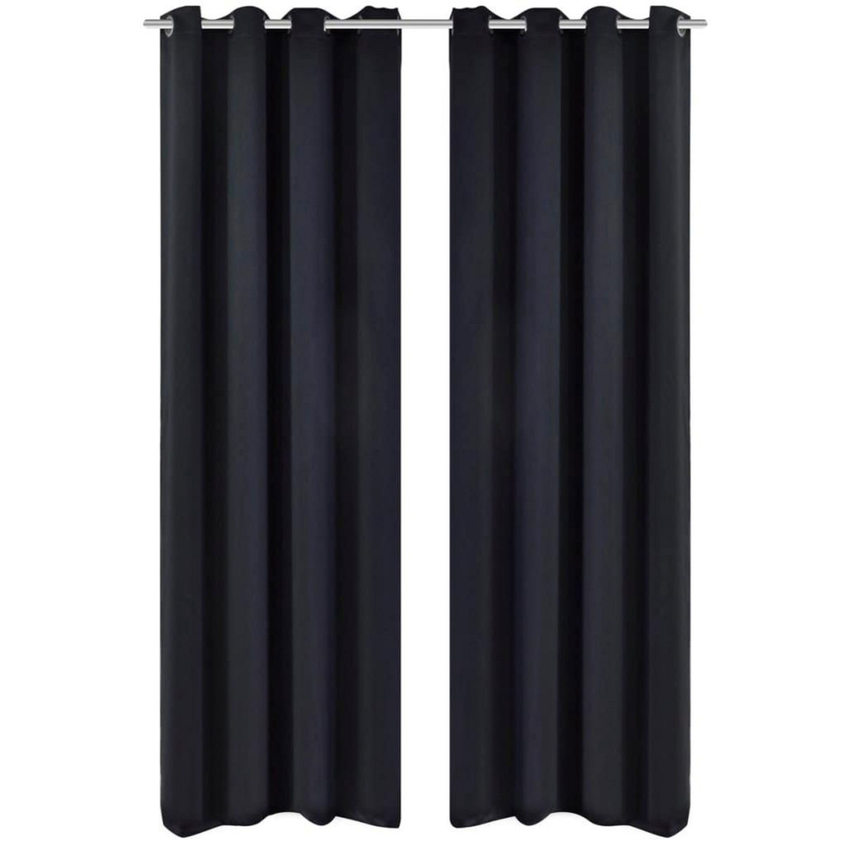 VIDAXL Rideau occultant 2 pcs avec œillets metalliques 135x175 cm Noir