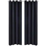 VIDAXL Rideau occultant 2 pcs avec œillets metalliques 135x175 cm Noir