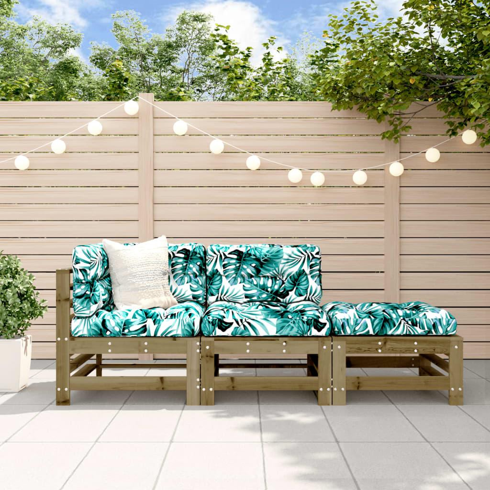 VIDAXL Salon de jardin 3 pcs avec coussins bois de pin impregne