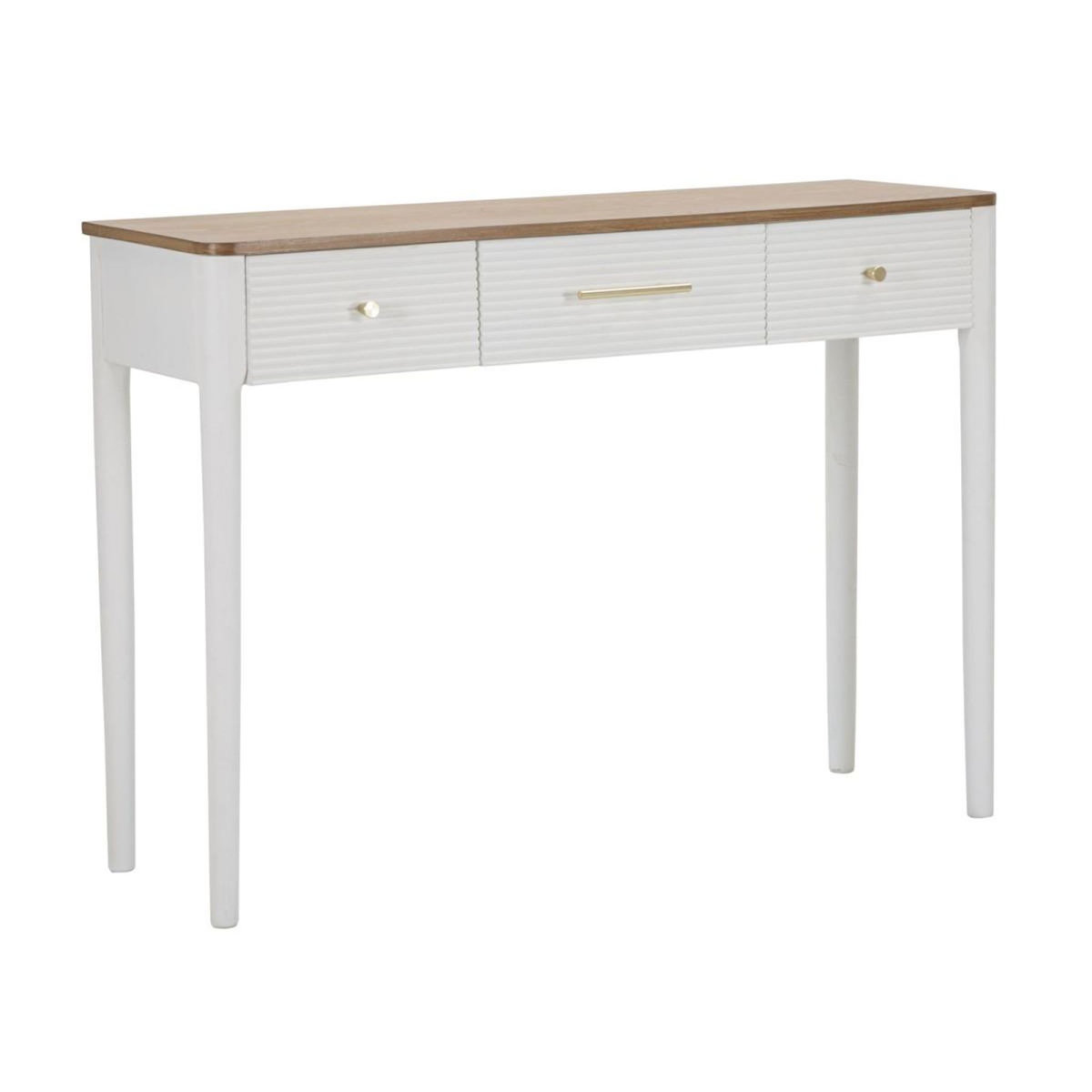 Paris Prix Console en Bois 3 Tiroirs  Matera  107cm Blanc & Naturel