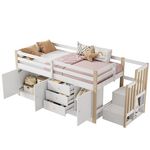 MERAX Lit combiné enfant mi hauteur 90x200cm mdf coloris blanc