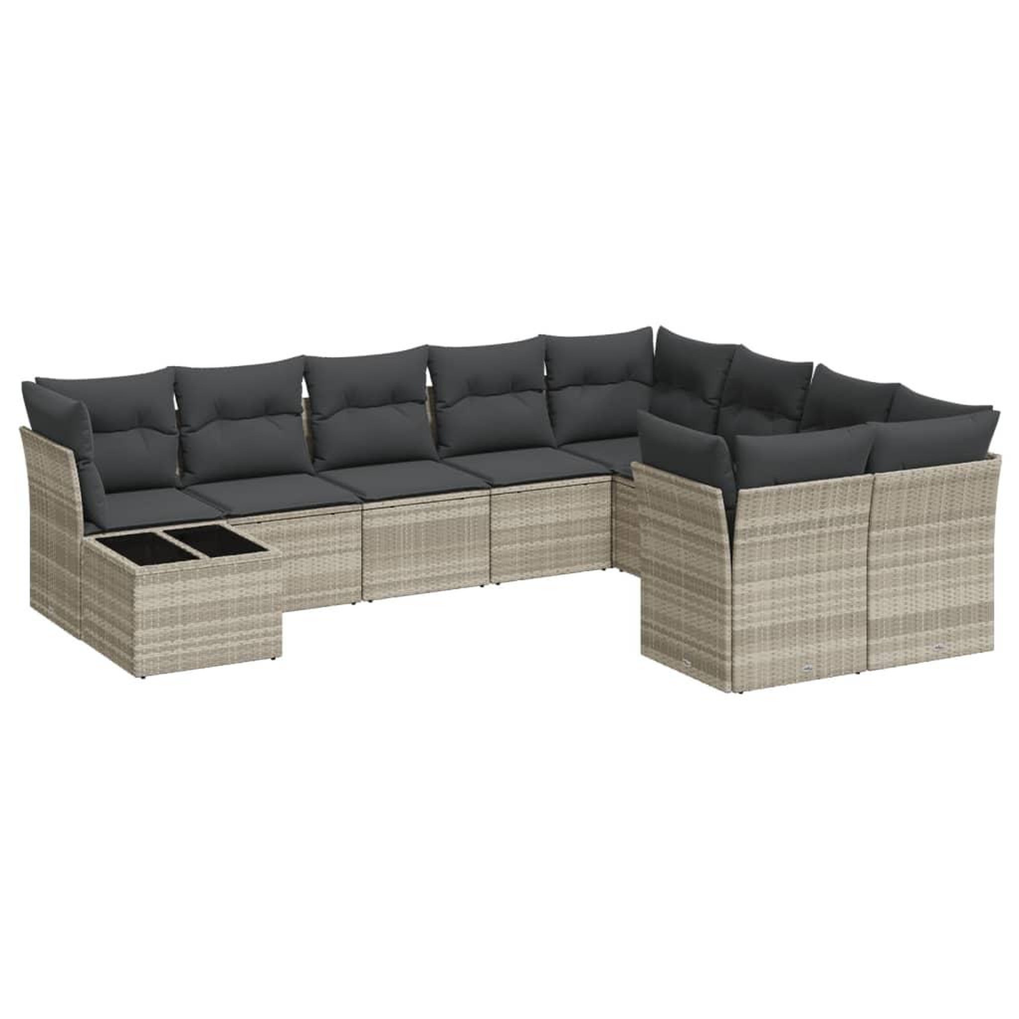Voir la diapositive 2 : VIDAXL Salon de jardin avec coussins 10 pcs gris clair resine tressee