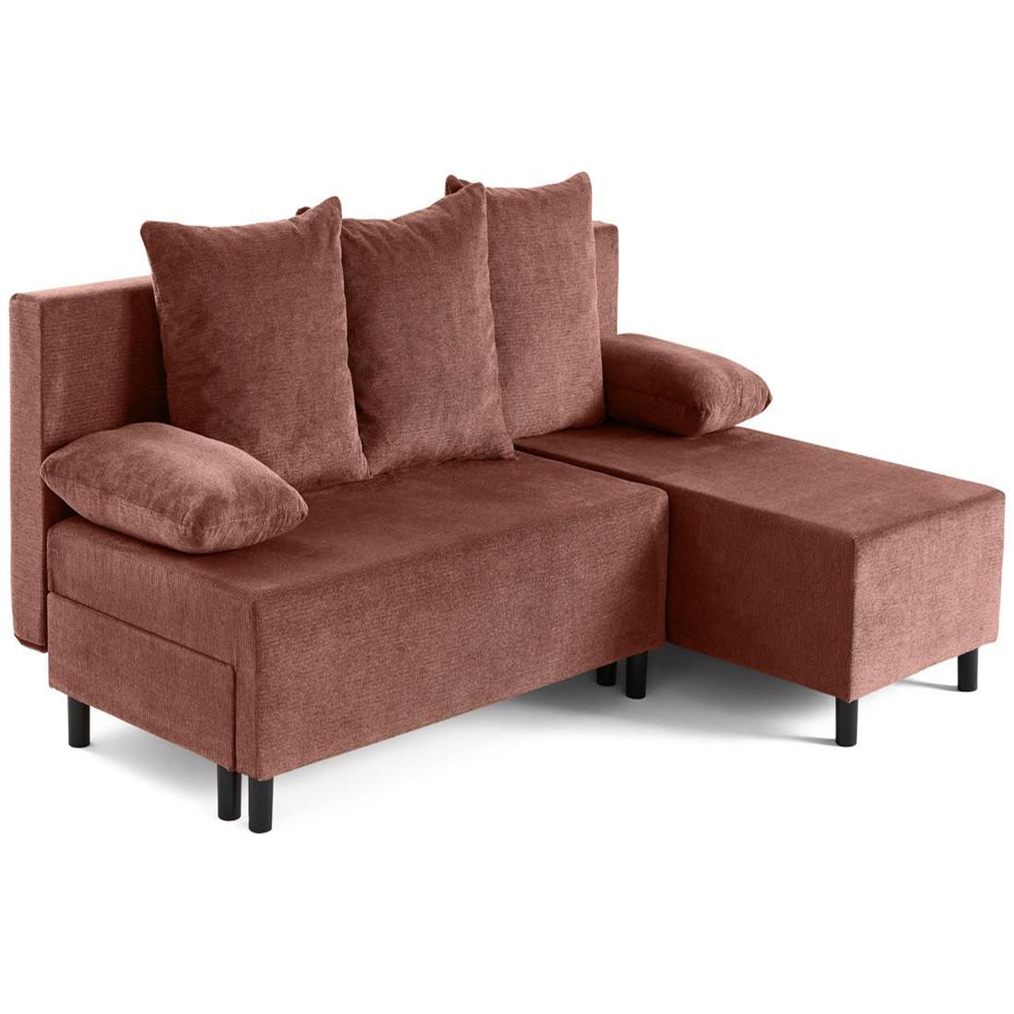Voir la diapositive 2 : BEST MOBILIER Gloria - canapé d'angle réversible 4 places convertible avec coffre en tissu texturé