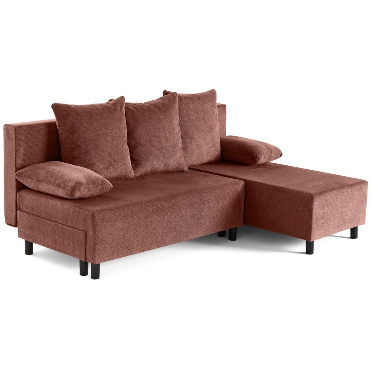 BEST MOBILIER Gloria - canapé d'angle réversible 4 places convertible avec coffre en tissu texturé