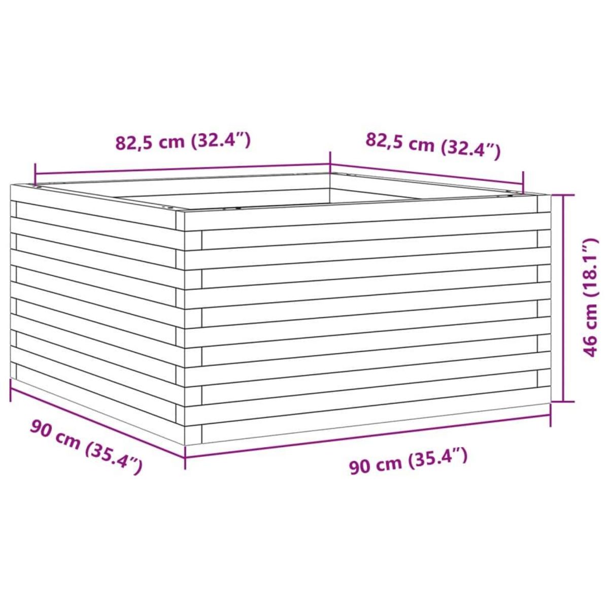 VIDAXL Jardiniere 90x90x46 cm bois de pin massif