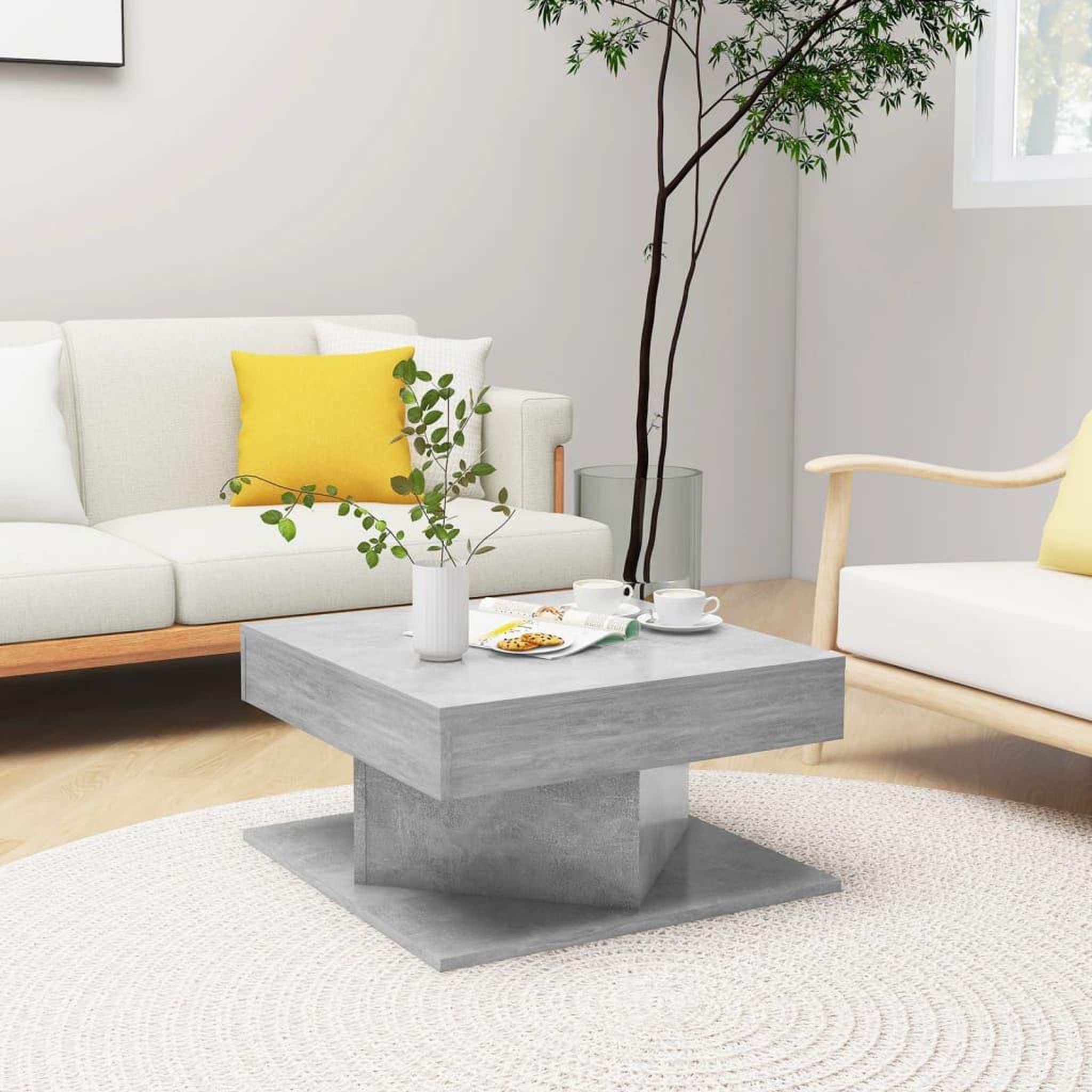 Voir la diapositive 1 : VIDAXL Table basse Gris beton 57x57x30 cm Bois d'ingenierie