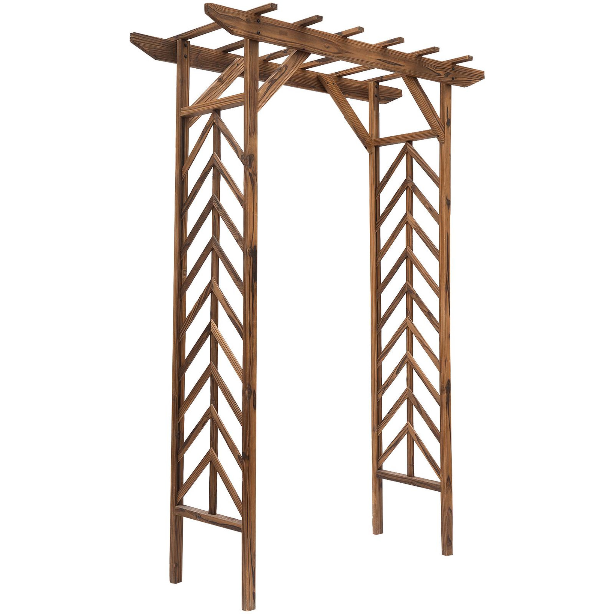 Voir la diapositive 1 : OUTSUNNY Arche de jardin arche à rosiers style exotique dim. 140L x 65l x 200H cm bois de sapin