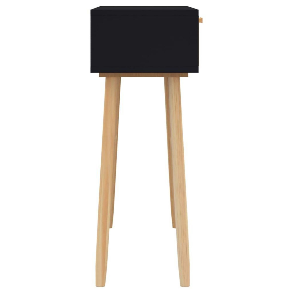 VIDAXL Table console Noir 80x30x75 cm Bois massif pin /rotin naturel