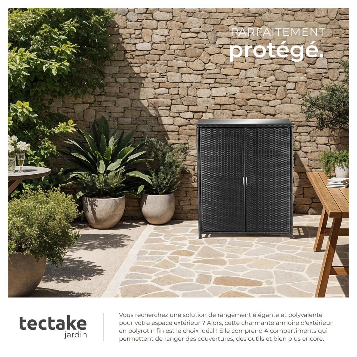 tectake Armoire de jardin avec structure en aluminium noir