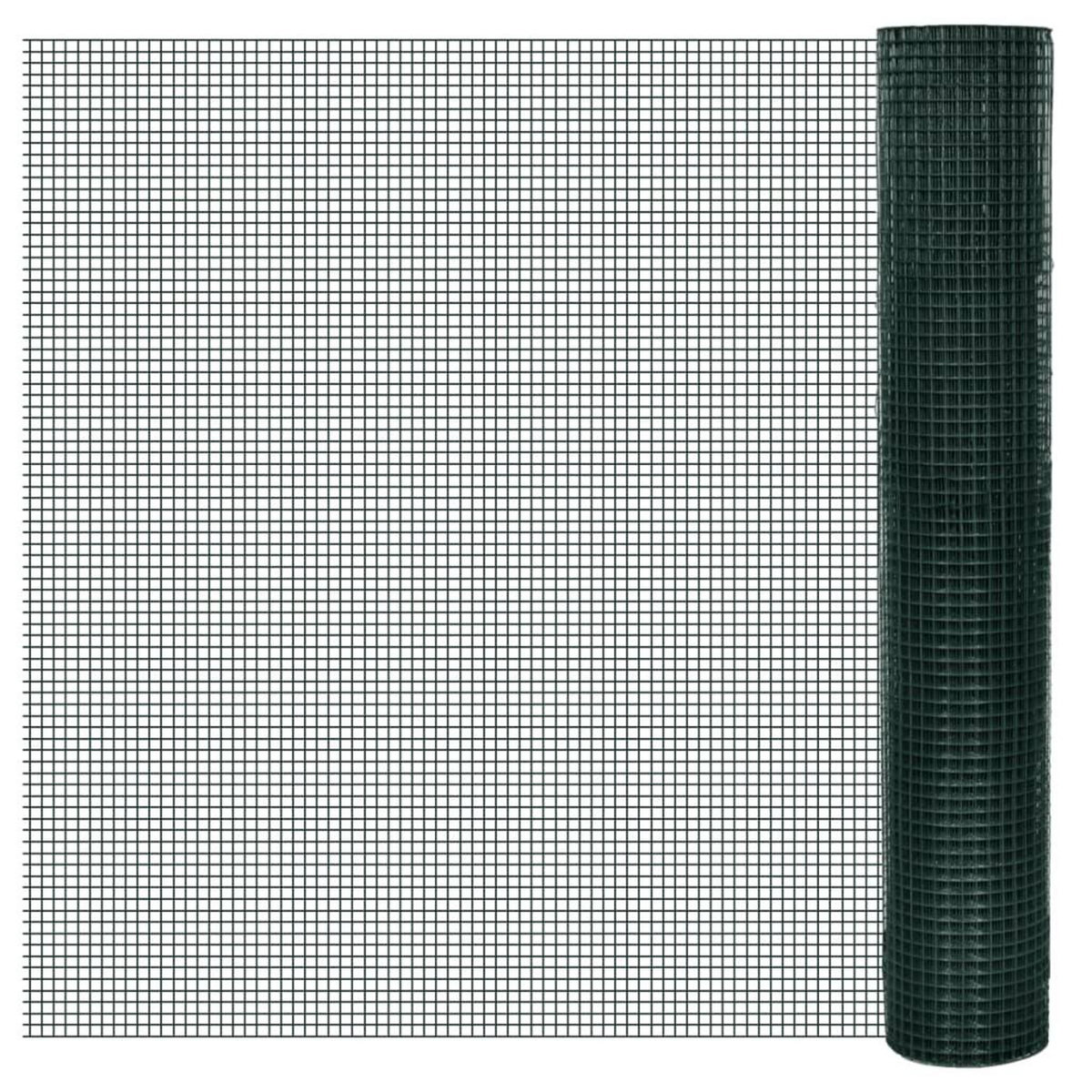 VIDAXL Grillage Acier galvanise et revetement en PVC 25 x 1 m Vert