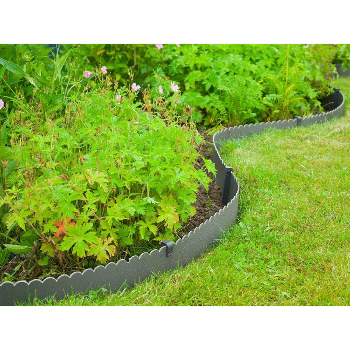 NATURE Bordure de jardin décorative Nature 2 motifs en PE recyclé, 12 x H13 cm, coloris gris