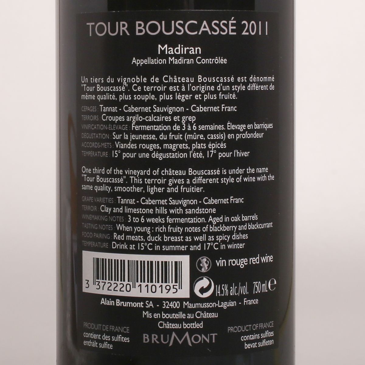 Tour Bouscasse Madiran Rouge 2011