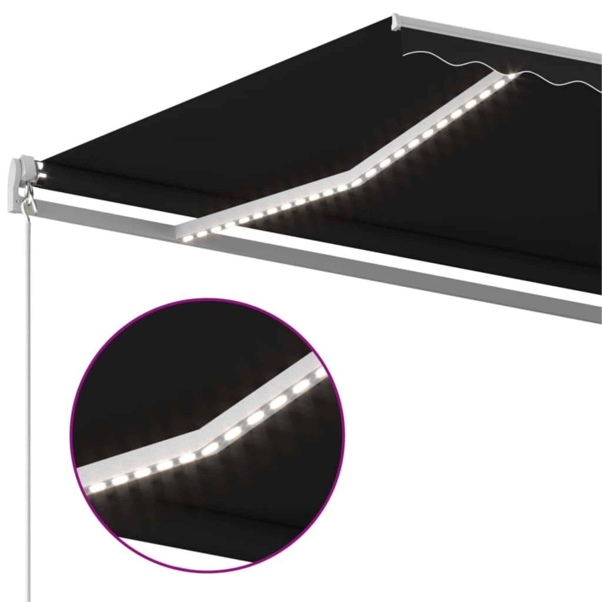 Voir la diapositive 5 : VIDAXL Auvent manuel retractable avec LED 500x350 cm Anthracite