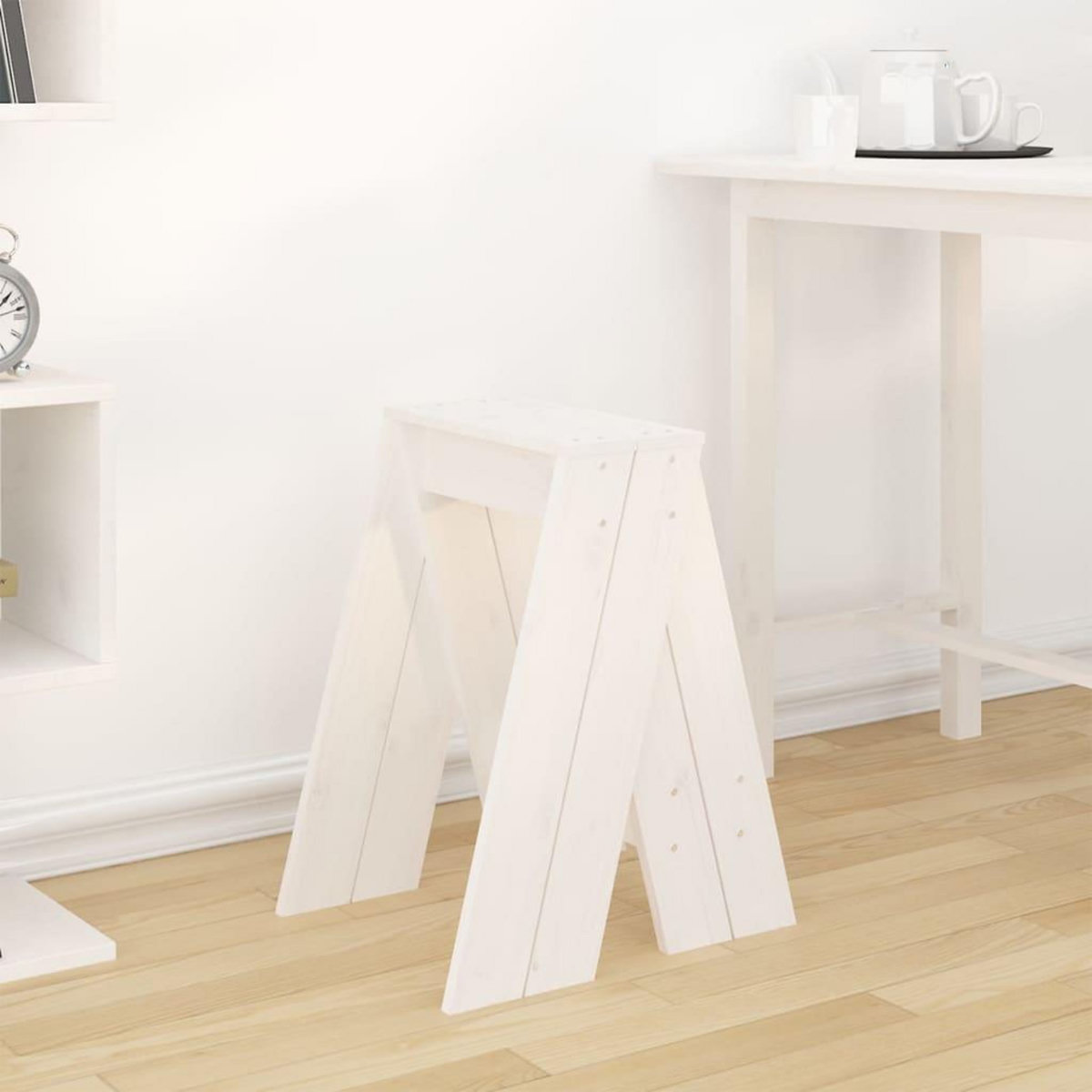 VIDAXL Tabourets lot de 2 blanc 40x40x60 cm bois massif de pin