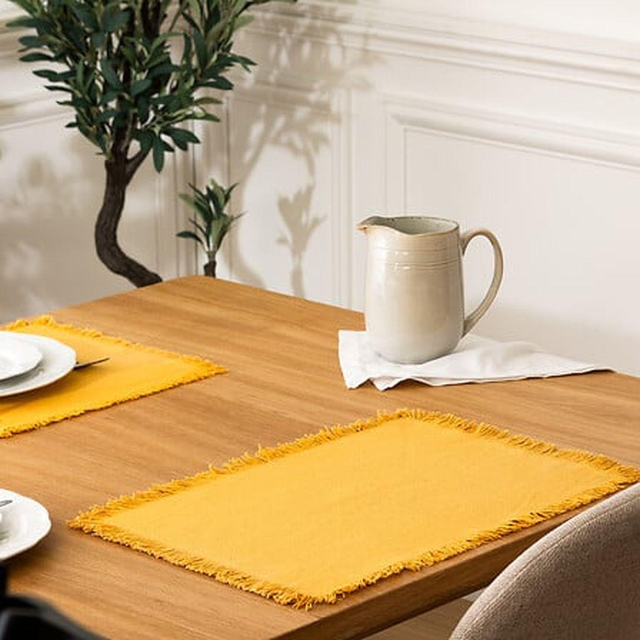 Voir la diapositive 3 : TOILINUX Lot de 6 Sets de table Maha en coton