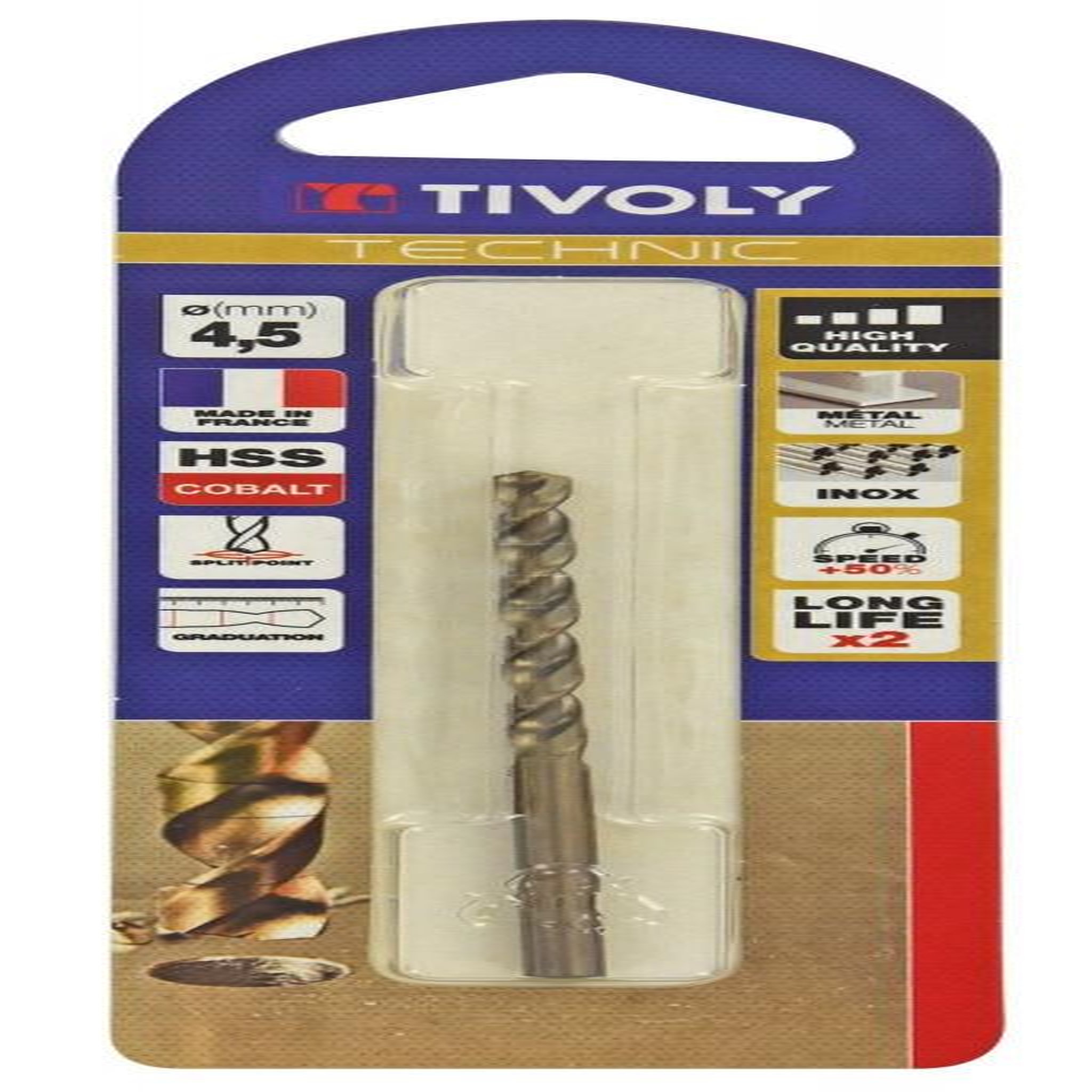 TIVOLY Foret à métal, Diam.4.5 mm, L.47 mm TIVOLY